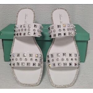 Lauren Larraine - Studley - White Flat Sandals - Size 6.5